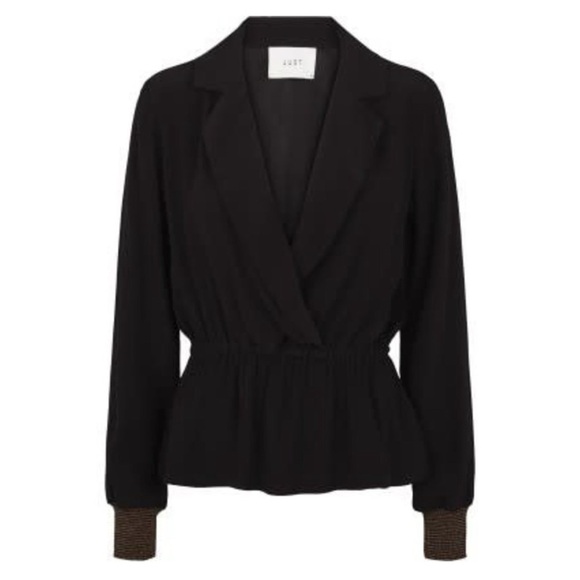 Just Female Tops - JUST FEMALE • Black Lauren Blouse Gold Accents Top
